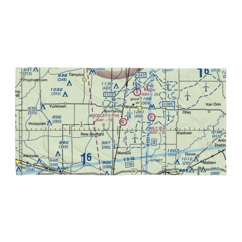 Woodley 2 Airport (5IL8) VFR Sectional Towel 