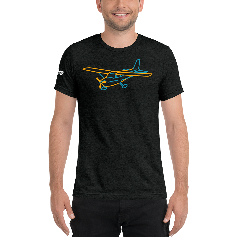 Cessna 172 Tri-blend T-Shirt (blue and orange aircraft outline) 