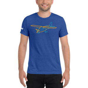 Cessna 172 Tri-blend T-Shirt (blue and orange aircraft outline)