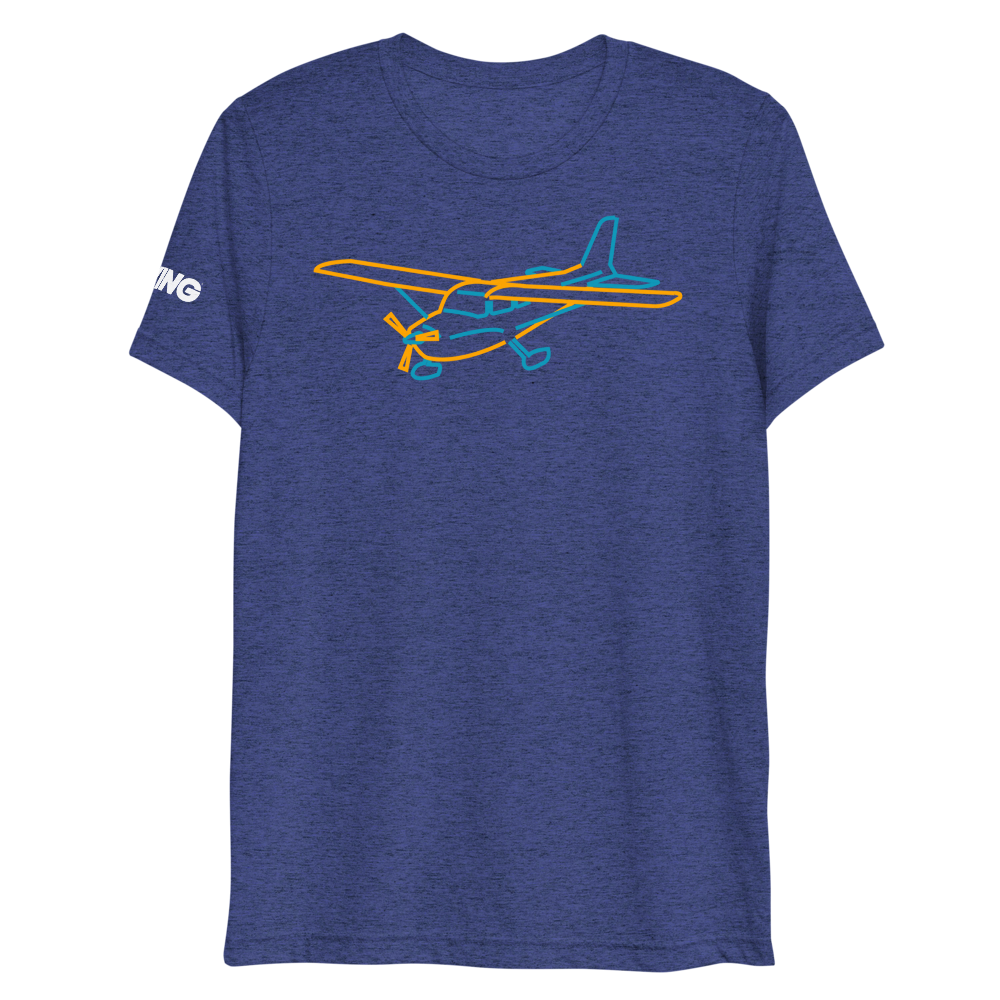 Cessna 172 Tri-blend T-Shirt (blue and orange aircraft outline) 