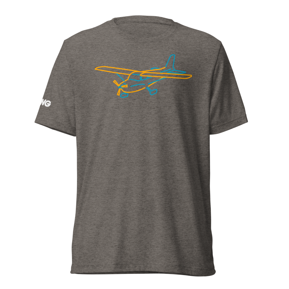 Cessna 172 Tri-blend T-Shirt (blue and orange aircraft outline) 