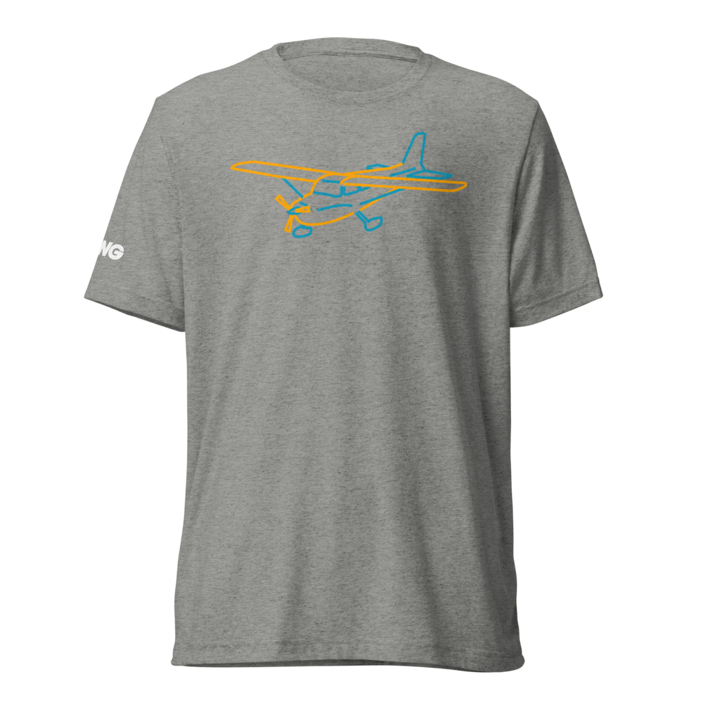 Cessna 172 Tri-blend T-Shirt (blue and orange aircraft outline) 