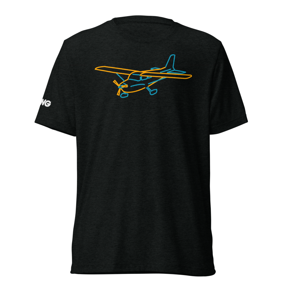 Cessna 172 Tri-blend T-Shirt (blue and orange aircraft outline) 