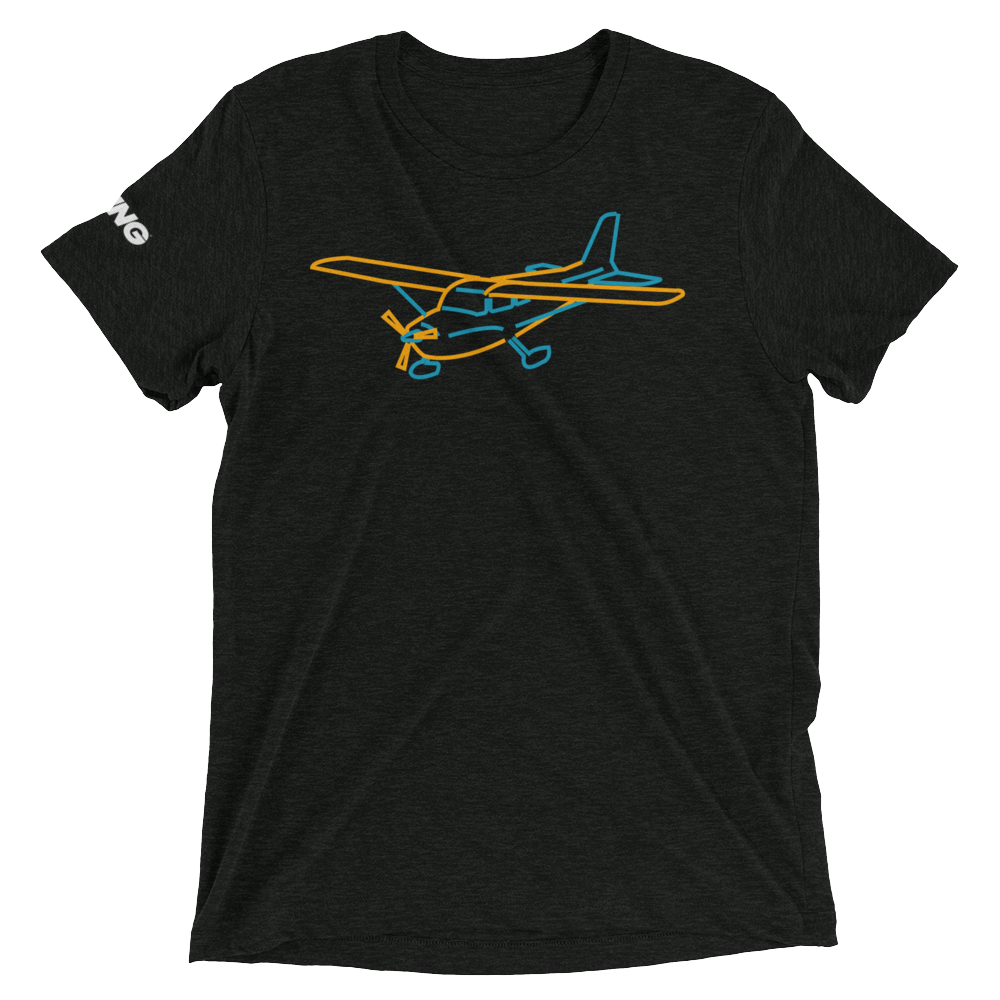 Cessna 172 Tri-blend T-Shirt (blue and orange aircraft outline) 