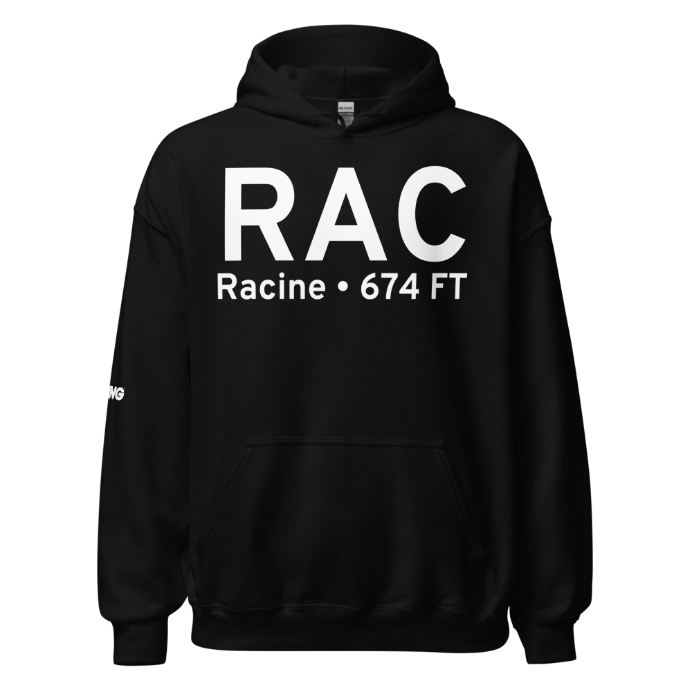 Racine (KRAC) Airport Hoodie Sweatshirt 