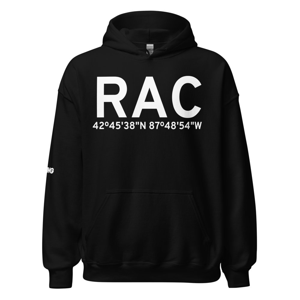 Racine (KRAC) Airport Hoodie Sweatshirt 