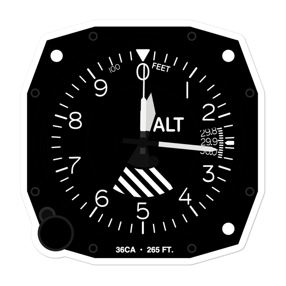 Stone Land County Airport (36CA) Altimeter Stickers 