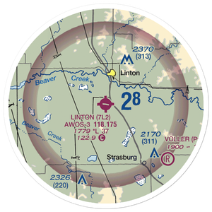 Linton Municipal Airport (7L2) VFR Sectional Sticker (20 mile)