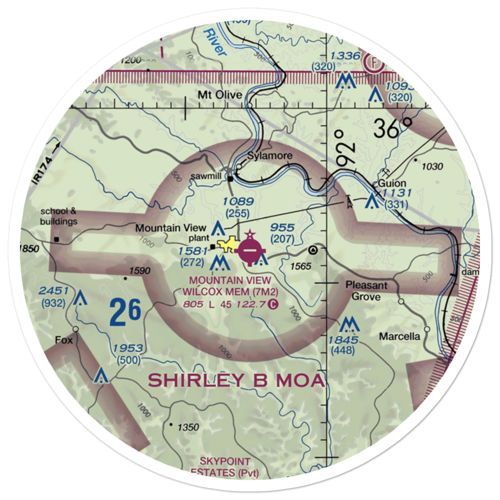 Mountain View Wilcox Memorial Field (7M2) VFR Sectional Sticker (30 mile) 