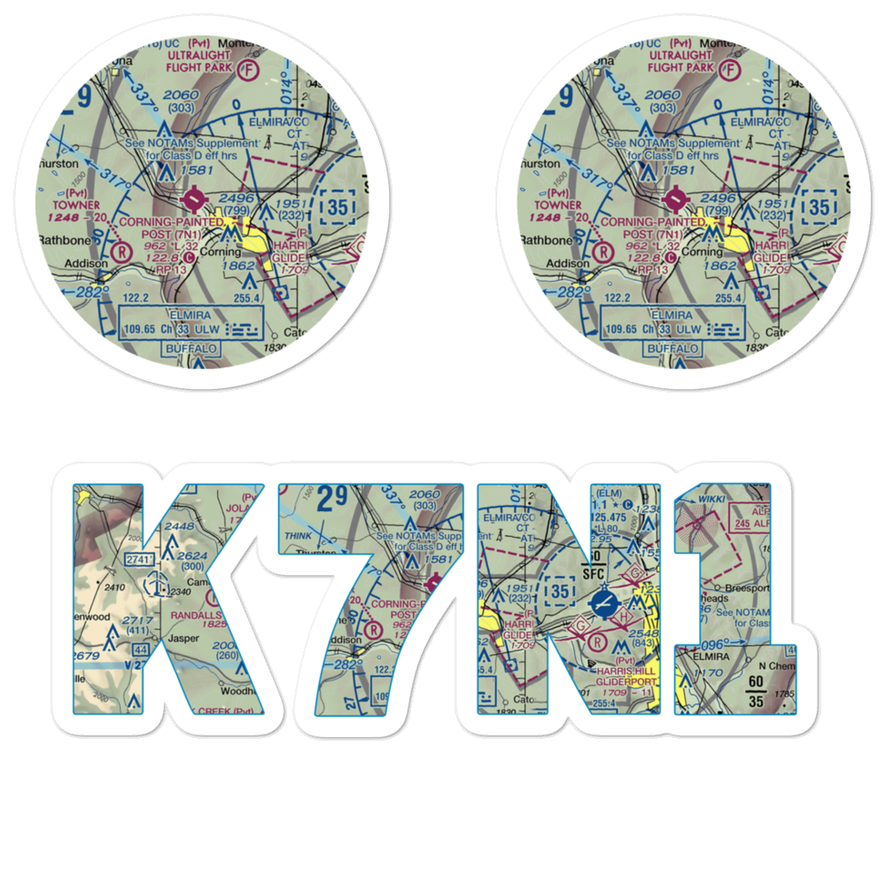 Corning Painted Post Airport (7N1) VFR Sectional Sticker Pack 