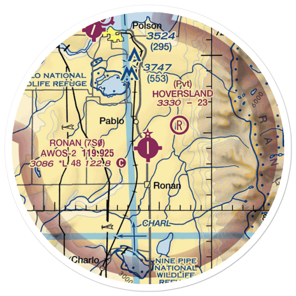 Ronan Airport (7S0) VFR Sectional Sticker (20 mile) 