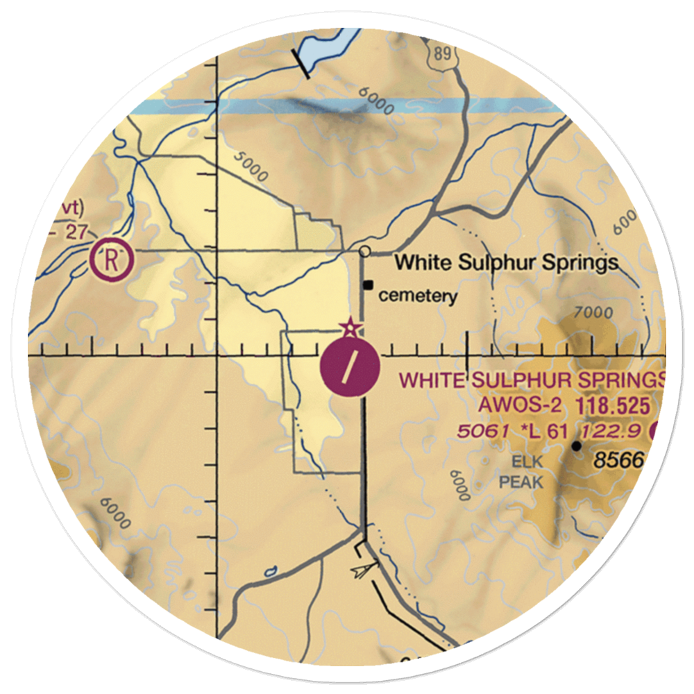 White Sulphur Springs Airport (7S6) VFR Sectional Sticker (20 mile) 