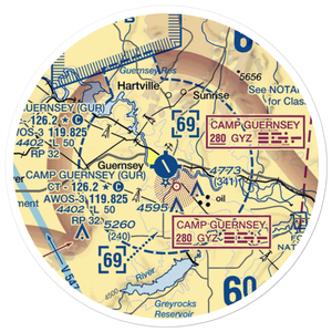 Camp Guernsey Airport (GUR) VFR Sectional Sticker (20 mile)