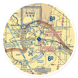 Camp Guernsey Airport (GUR) VFR Sectional Sticker (30 mile)