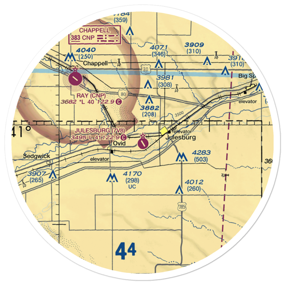 Julesburg Municipal Airport (7V8) VFR Sectional Sticker (30 mile) 