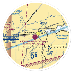 City of Las Animas Bent County Airport (7V9) VFR Sectional Sticker (20 mile)
