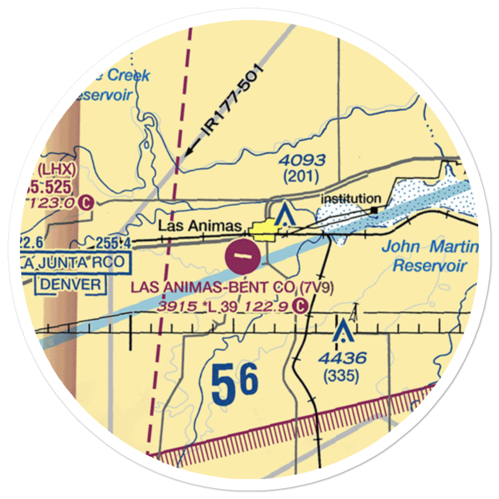 City of Las Animas Bent County Airport (7V9) VFR Sectional Sticker (20 mile) 