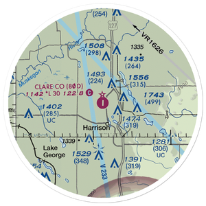 Clare County Airport (80D) VFR Sectional Sticker (20 mile)