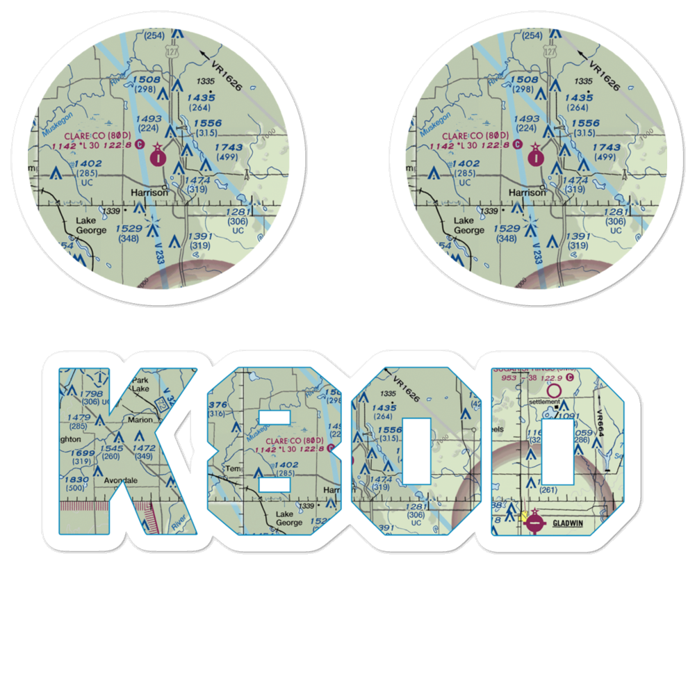Clare County Airport (80D) VFR Sectional Sticker Pack 