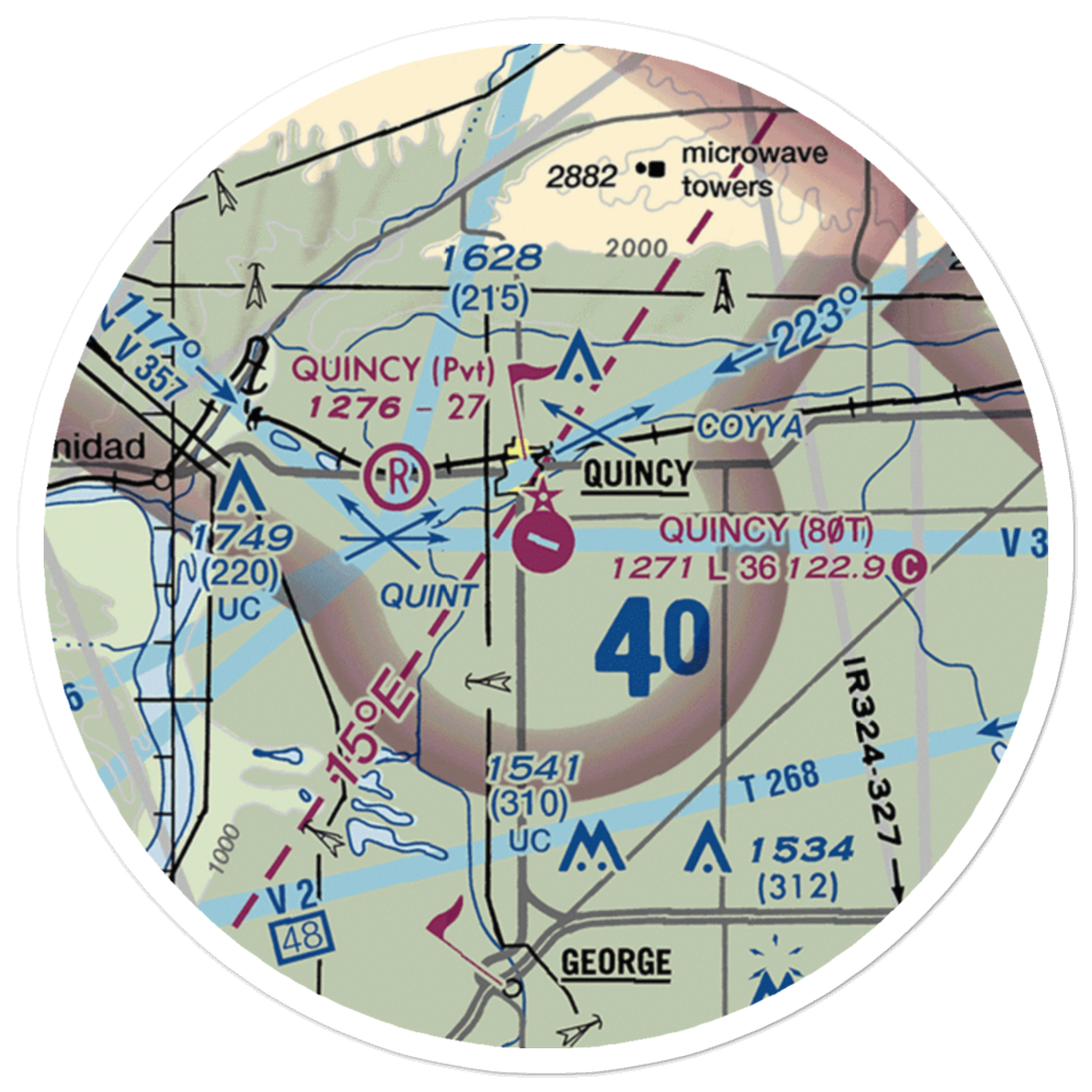 Quincy Municipal Airport (80T) VFR Sectional Sticker (20 mile) 