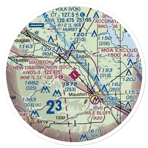 Mauston New Lisbon Union Airport (82C) VFR Sectional Sticker (20 mile)