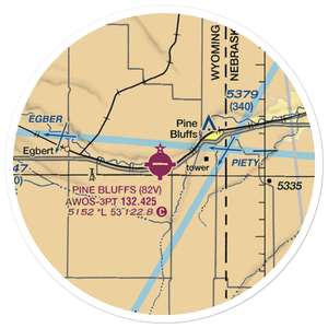 Pine Bluffs Municipal Airport (82V) VFR Sectional Sticker (20 mile)