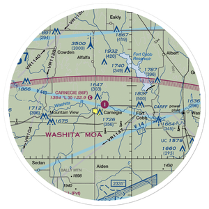 Carnegie Municipal Airport (86F) VFR Sectional Sticker (30 mile)