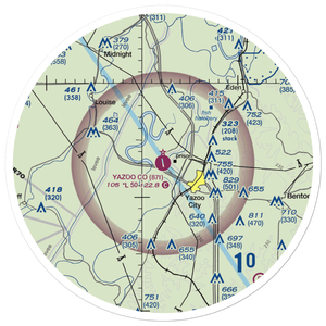 Yazoo County Airport (87I) VFR Sectional Sticker (30 mile)