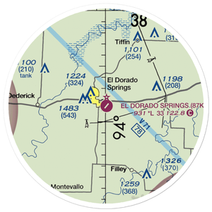 El Dorado Springs Memorial Airport (87K) VFR Sectional Sticker (20 mile)