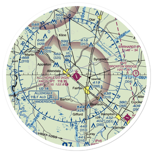 Allendale County Airport (AQX) VFR Sectional Sticker (30 mile)