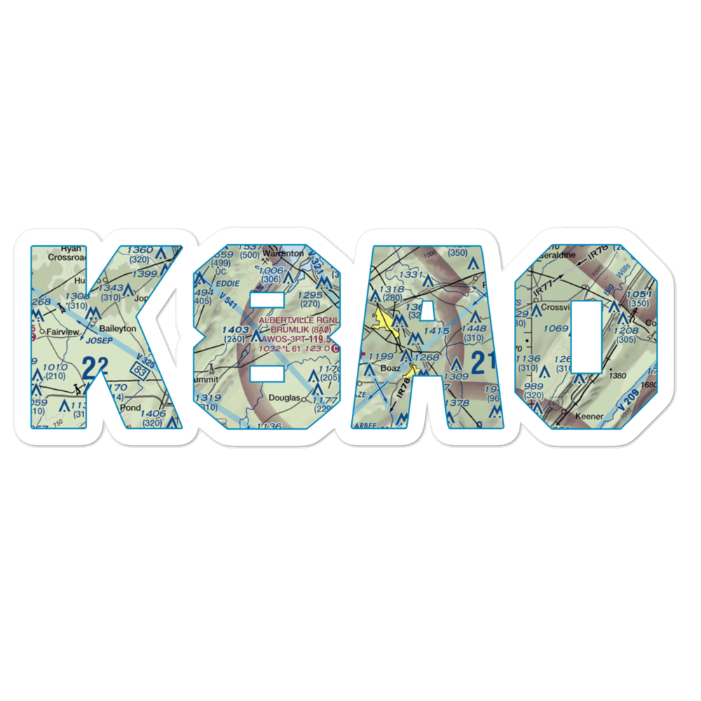 Albertville Regional Airport/Thomas J Brumlik Field (8A0) VFR Sectional Sticker 