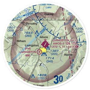 Livingston Municipal Airport (8A3) VFR Sectional Sticker (20 mile)