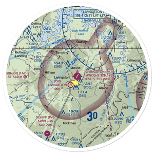 Livingston Municipal Airport (8A3) VFR Sectional Sticker (30 mile)