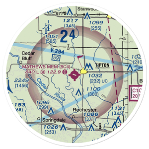 Mathews Memorial Airport (8C4) VFR Sectional Sticker (20 mile)