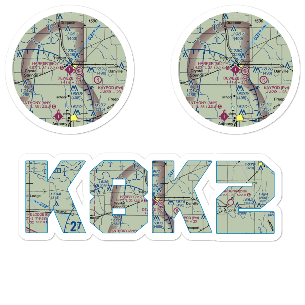 Harper Municipal Airport (8K2) VFR Sectional Sticker Pack 