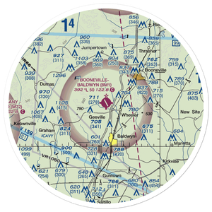 Booneville Baldwyn Airport (8M1) VFR Sectional Sticker (30 mile)