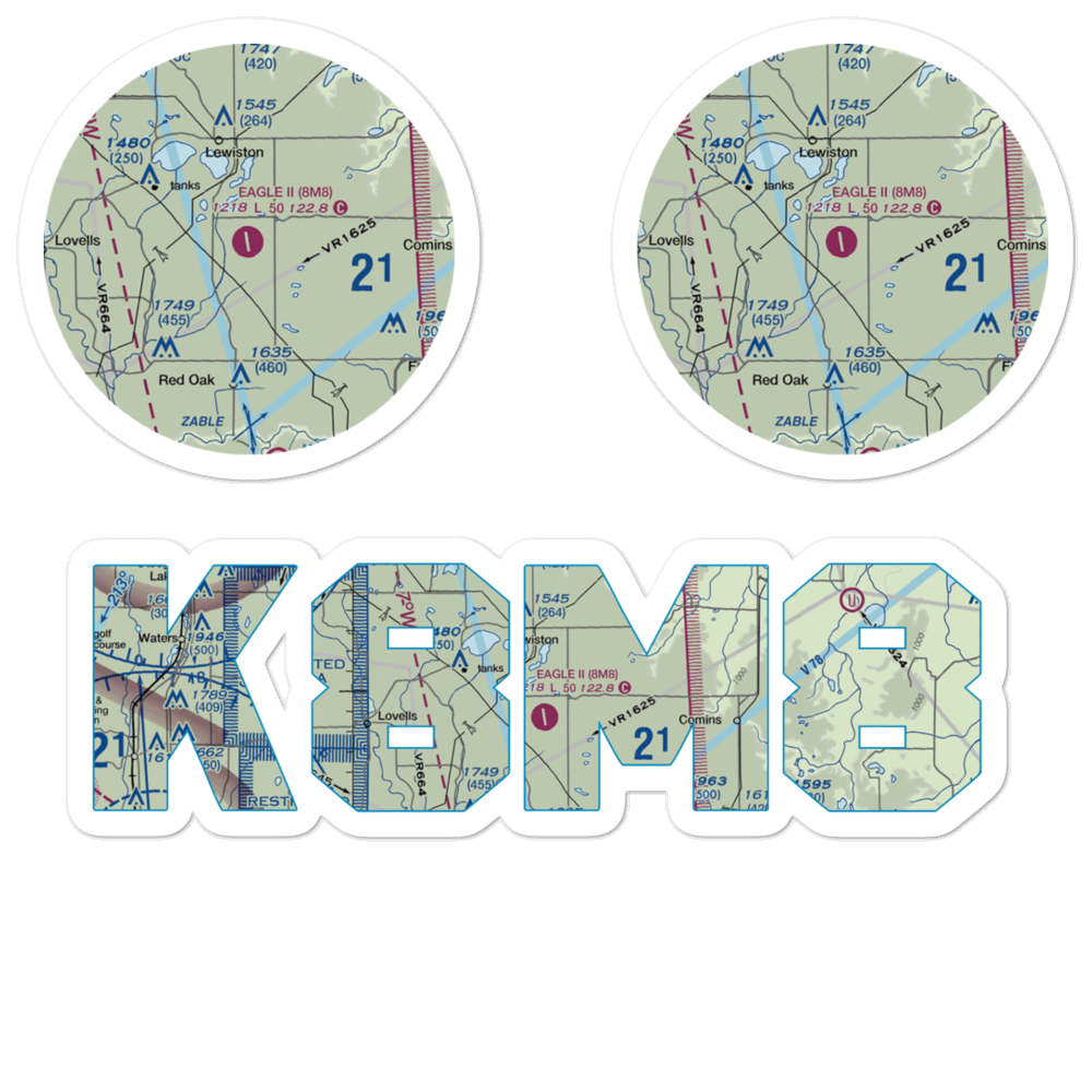 Garland Airport (8M8) VFR Sectional Sticker Pack 