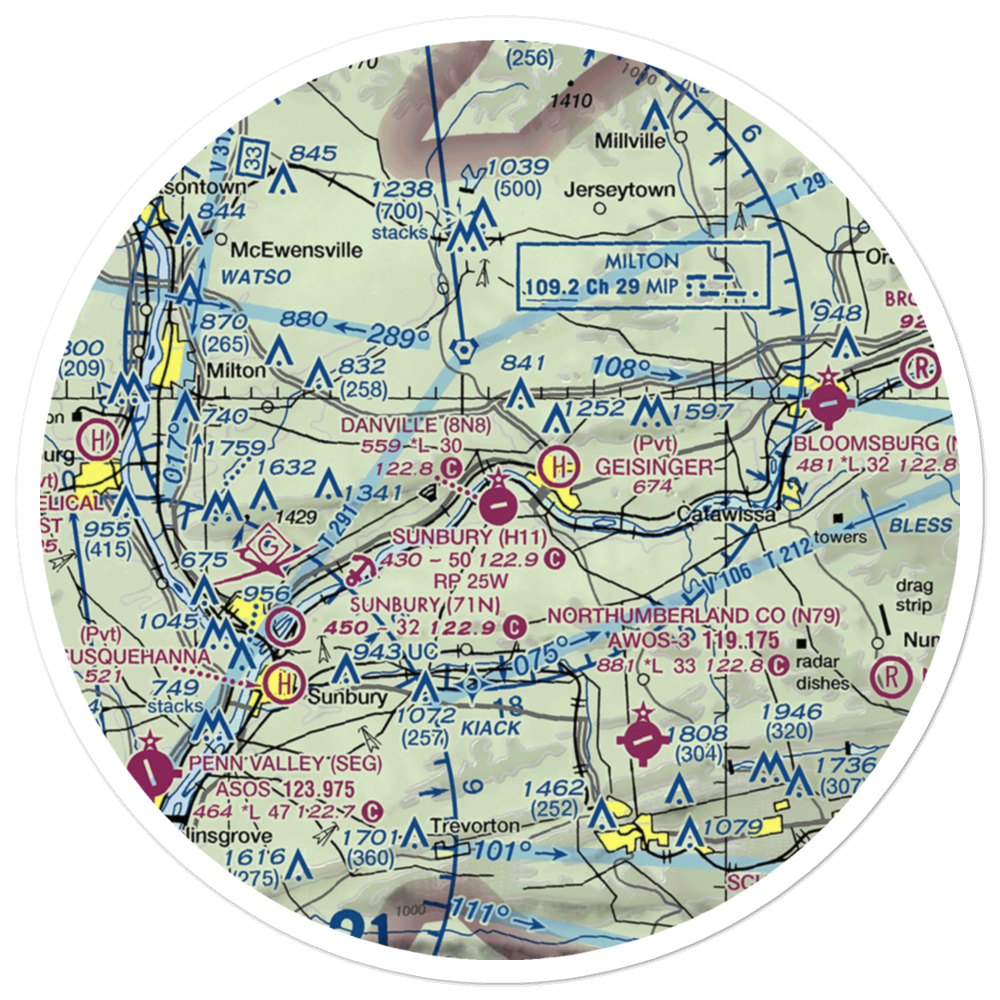 Danville Airport (8N8) VFR Sectional Sticker (30 mile) 