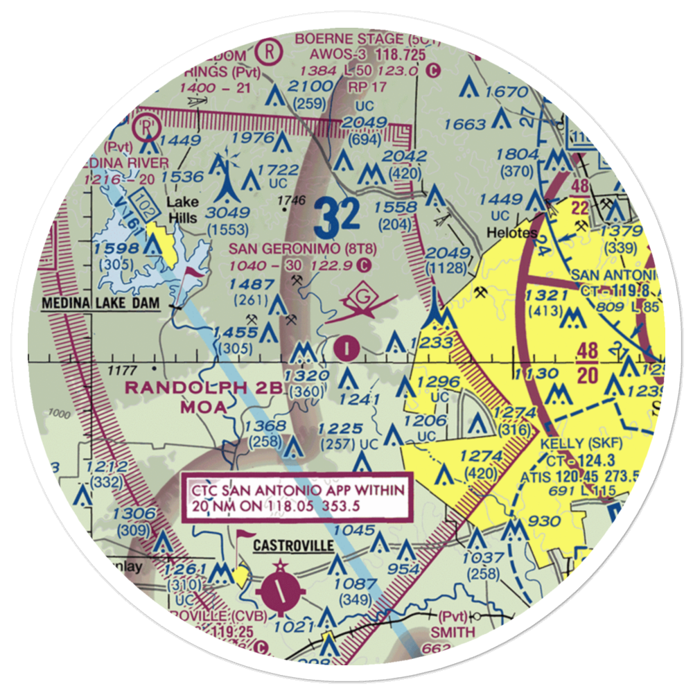 San Geronimo Airpark (8T8) VFR Sectional Sticker (30 mile) 
