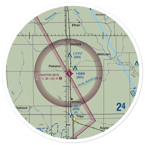 Parkston Municipal Airport (8V3) VFR Sectional Sticker (30 mile)