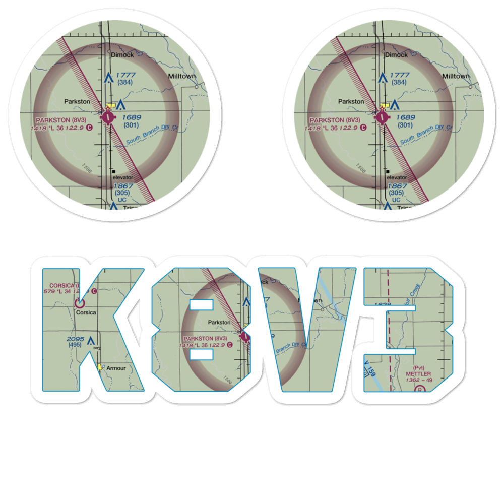 Parkston Municipal Airport (8V3) VFR Sectional Sticker Pack 