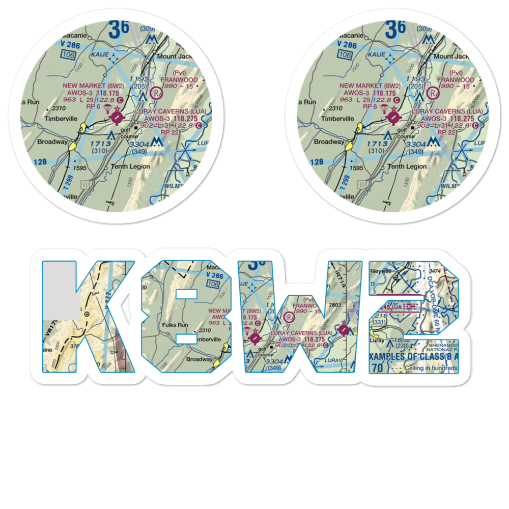 New Market Airport (8W2) VFR Sectional Sticker Pack 