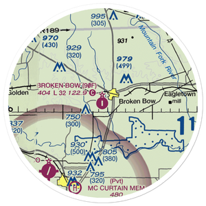 Broken Bow Airport (90F) VFR Sectional Sticker (20 mile)