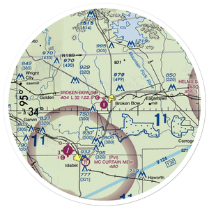 Broken Bow Airport (90F) VFR Sectional Sticker (30 mile)