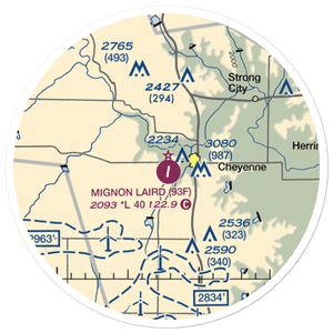 Mignon Laird Municipal Airport (93F) VFR Sectional Sticker (20 mile)