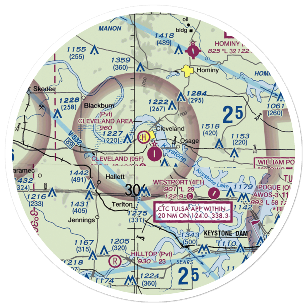 Cleveland Municipal Airport (95F) VFR Sectional Sticker (30 mile) 