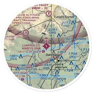 Lumpkin County Wimpys Airport (9A0) VFR Sectional Sticker (20 mile)