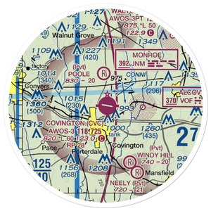 Covington Municipal Airport (CVC) VFR Sectional Sticker (20 mile)