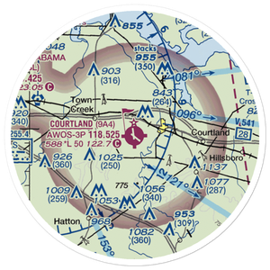 Lawrence County Airport (9A4) VFR Sectional Sticker (20 mile)