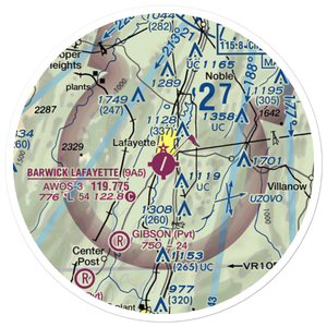 Barwick Lafayette Airport (9A5) VFR Sectional Sticker (20 mile)